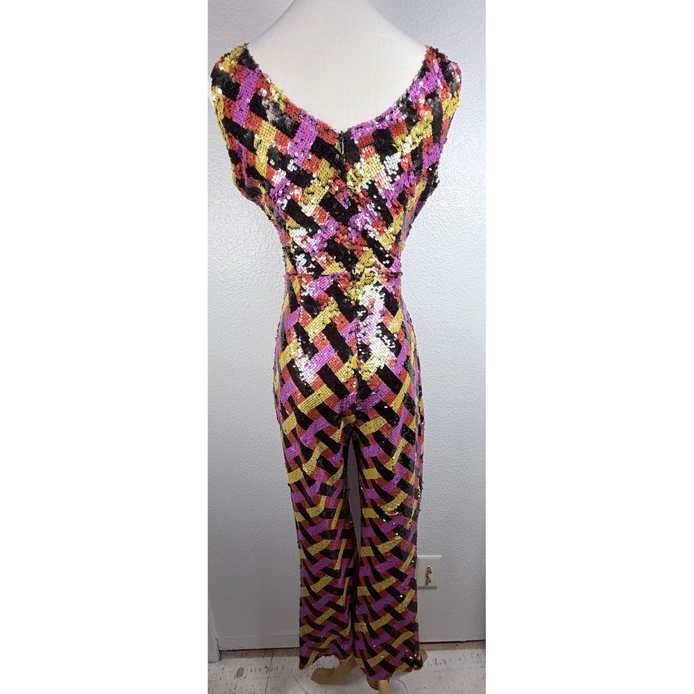 Nasty Gal Sequin Cut Out Flare Jumpsuit Womens Size 4 - Picture 4 of 9